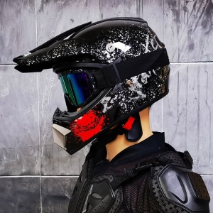 set casca cross ieftina dar completa cu ochelari cagula si manusi pentru adulti atv enduro confort si siguranta - Flytec™