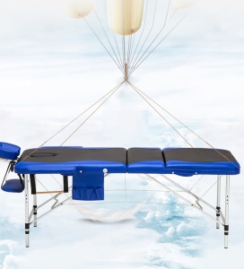 Pat Masaj cu 3 zone, 220 x 70 cm, Aplicare gene, Kinetoterapie, SPA, Cosmetică, Tatuaje, Masă masaj cu cadru din Aluminiu, Înălțime reglabilă, pliabil, cu husă și accesorii - Img 3