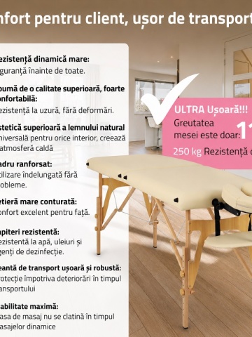 Professional Folding Wooden Massage Bed Adjustable Height 62-84 cm | Portable Massage Table 250 kg - Img 6