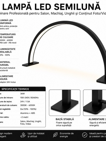 Professional LED Crescent Lamp for Salon and Manicure - Img 6