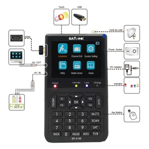 Satfinder cu imagine live - SATLINK SP-2100 FHD DVB-S2 Digital - Aparat reglat antene parabolice satelit cu tuner inclus - Img 4