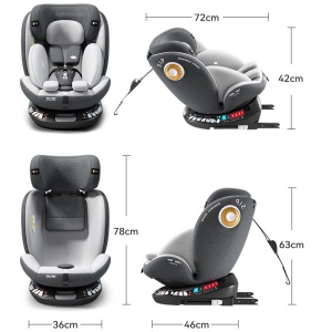 Scaun bebe isofix pentru auto, rotativ 360 grade, pozitie somn, suport pentru picioare, centura 3p, 0-36kg - Dr.Denis™ - Img 6