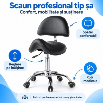 Scaun Profesional Tip Șa cu Spătar, suport 200 kg – Dr.Denis™ - Img 2