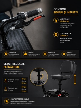 Scuter electric ,Motocicletă / Trotinetă 36V-500W 10Ah cu șezut reglabil, , Închidere la cheie,Seniori - Img 9
