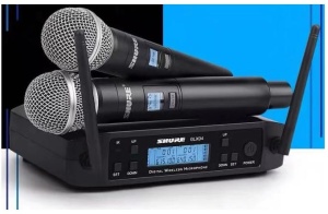 Set 2 microfoane Shure, profesionale, wireless UHF -GLXD4 cu afișaj LCD - Microfon concerte / ședințe / evenimente - Img 2