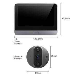 Sonerie video inteligenta WiFi cu unitate interioara LCD, acumulator, compatibila Tuya - Img 3