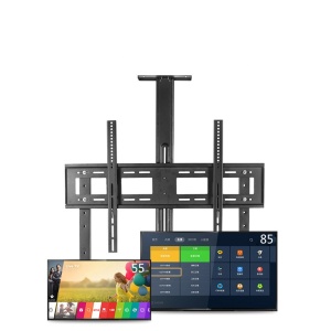 Stand, stativ, suport mobil de TV și videoproiector sau webcam (80kg max), cu roți blocabile, 80-190 cm, negru, cu 3 etaje, VESA 600x400 - Img 7