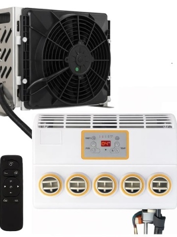 Clima auto DenisNetwork 2.6 kW pentru cabine camion, van camping și vehicule off-grid 12V/24V