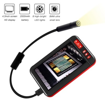 Cameră Endoscopică HD Impermeabilă Cu Display LCD & Suport - 4.3", 8mm, IP67, 2000mAh