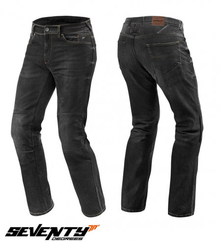 Blugi (jeans) moto barbati Seventy model SD-PJ2 tip Regular fit (cu insertii Aramid Kevlar)- negru