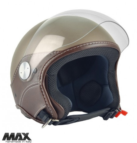 Casca open face (demi-jet) Max Helmets model DJ06 LS Vision (V2B) culoare: maro mat (MGO) - 100% MADE IN ITALY
