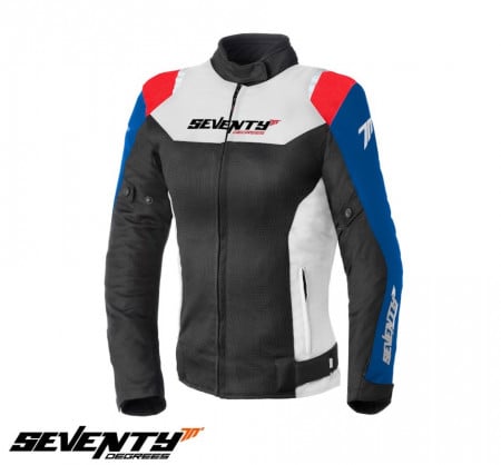 Geaca moto femei Racing vara Seventy model SD-JR50 negru/rosu/albastru