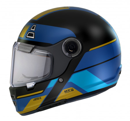 Casca integrala MT Jarama 68th C7 albastru mat - model Retro - Cafe Racer