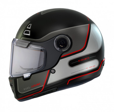 Casca moto MT Jarama Baux E15 rosu fluor mat – model Retro – Cafe Racer
