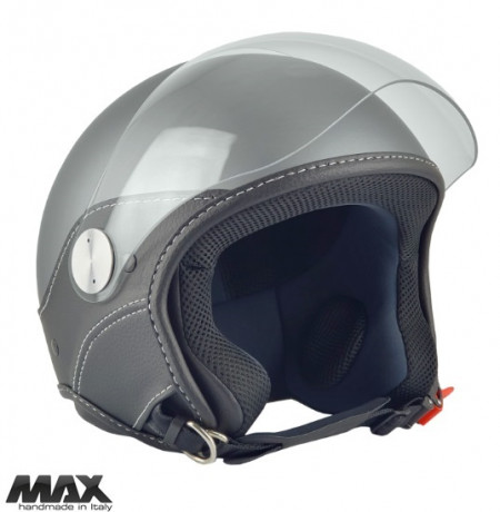 Casca open face (demi-jet) Max Helmets model DJ06 LS Vision (V2B) culoare: gri mat (GTS) - 100% MADE IN ITALY