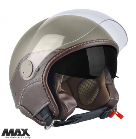 Casca open face (demi-jet) Max Helmets model DJDV06 LS Vision SV (ochelari soare integrati) culoare: maro Genesi mat (MGO) - 100% MADE IN ITALY