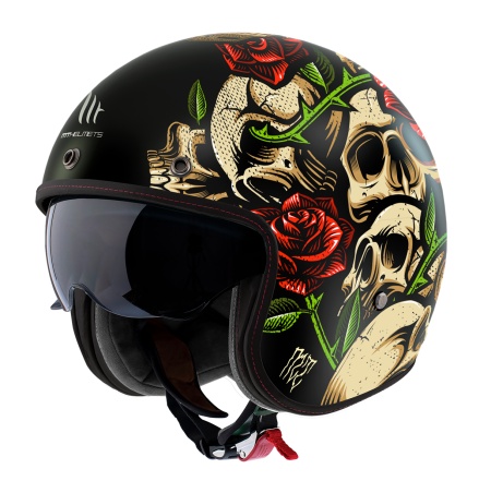 Casca open face motociclete MT Le Mans 2 S SV Breakout B9 rosu lucios (ochelari soare integrati) - omologare noua ECE 22.06