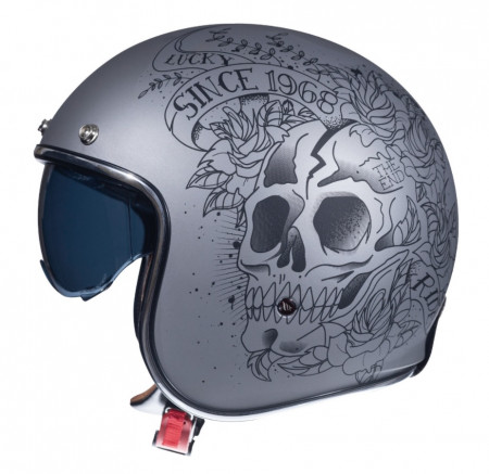 Casca open face motociclete MT Le Mans 2 SV Skull & Rose A2 negru/gri mat (ochelari soare integrati)