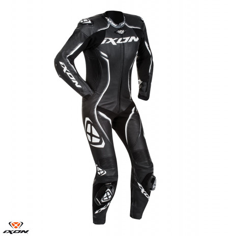 Costum (combinezon) motociclete femei piele Ixon vara model Vortex Lady LS culoare: negru/alb