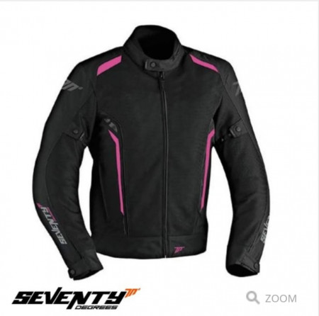 Geaca (jacheta) motociclete femei Touring vara Seventy model SD-JT36 culoare: negru/roz