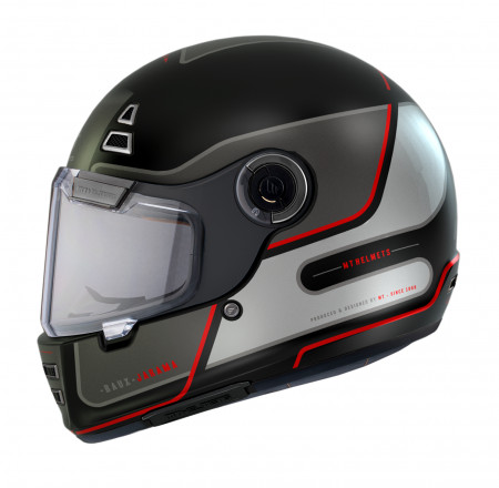 Casca integrala MT Jarama Baux E15 rosu fluor mat - model Retro - Cafe Racer