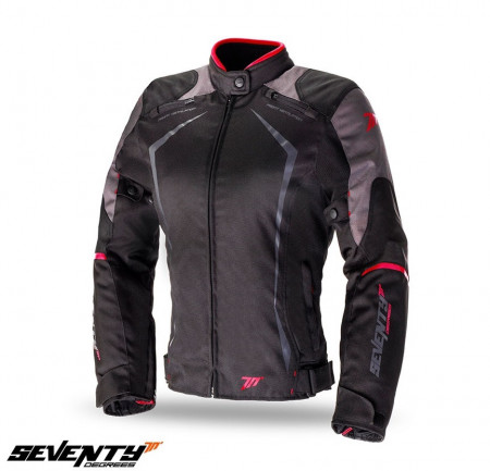 Geaca (jacheta) motociclete femei Racing Seventy vara/iarna model SD-JR49 culoare: negru/rosu