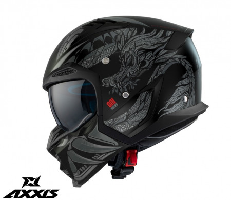 Casca Axxis model Hunter SV ONI B2 gri mat mat (ochelari soare integrati) - masca (protectie) barbie si cozoroc detasabile