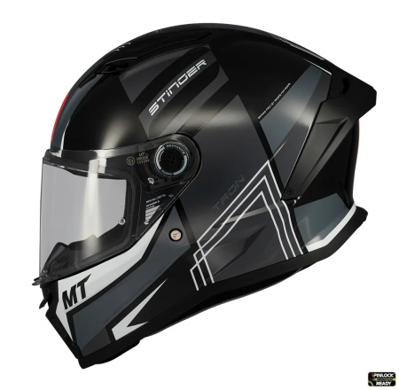 Casca integrala MT Stinger 2 Tron B12 negru/gri lucios - tip viziera: MT-V-28B