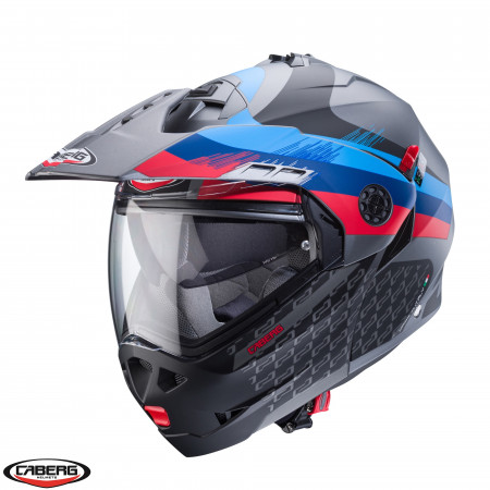 Casca modulabila (flip-up)/adventure Caberg model Tourmax X SV Sarabe K9 gun metal (titanium)/negru/BMW colours mat Pinlock ready - lentila Pinlock inclusa