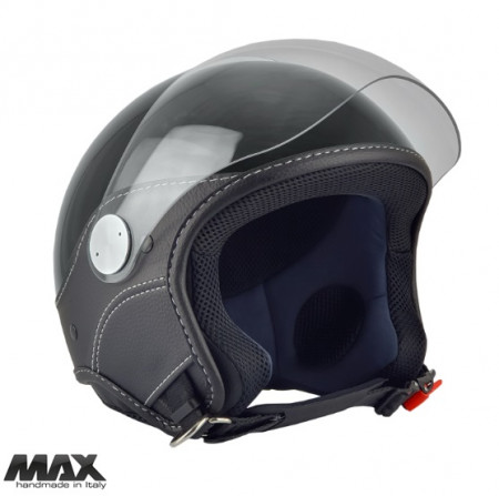 Casca open face (demi-jet) Max Helmets model DJ06 LS Vision (V2B) culoare: negru lucios (002) - 100% MADE IN ITALY
