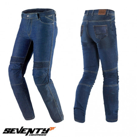 Blugi (jeans) moto barbati Seventy model SD-PJ6 tip Slim fit culoare: albastru (insertii Aramid Kevlar)