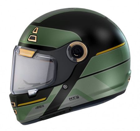 Casca integrala MT Jarama 68th C1 negru verde - model Retro - Cafe Racer