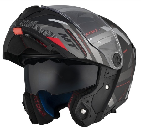 Casca modulabila MT Atom 2 SV Bast D5 negru/gri mat (ochelari soare integrati) Pinlock Ready - tip viziera: MT-V-35