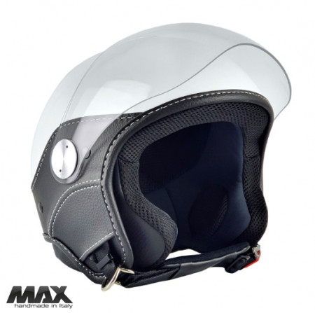 Casca open face (demi-jet) Max Helmets model DJ06 LS Vision (V2B) culoare: alb lucios (000) - 100% MADE IN ITALY