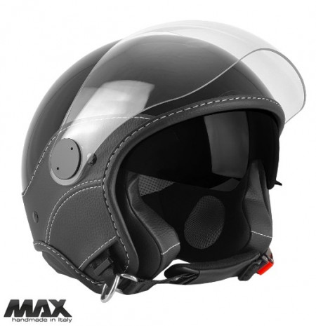 Casca open face (demi-jet) Max Helmets model DJDV06 LS Vision SV (ochelari soare integrati) culoare: negru lucios (002) - 100% MADE IN ITALY
