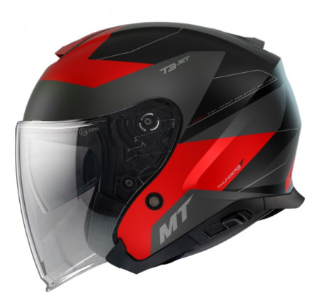 Casca open face MT Thunder III SV Jet Cooper A5 rosu mat (ochelari soare integrati) – tip MT-V-19