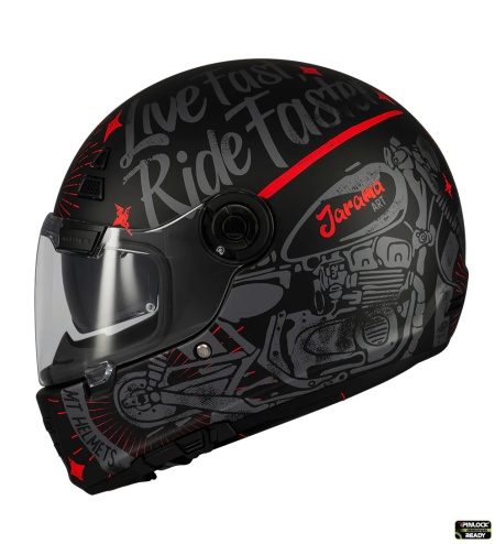 Casca integrala MT Jarama SV Art E5 negru/gri mat - model Retro - Cafe Racer (ochelari soare integrati) - tip viziera: MT-V-32