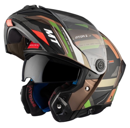 Casca modulabila MT Atom 2 SV Bast A6 military (maro/verde mat) (ochelari soare integrati) Pinlock Ready - tip viziera: MT-V-35