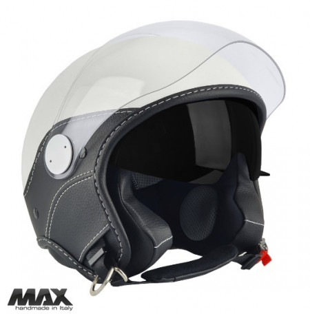 Casca open face (demi-jet) Max Helmets model DJDV06 LS Vision SV (ochelari soare integrati) culoare: alb lucios (000) - 100% MADE IN ITALY