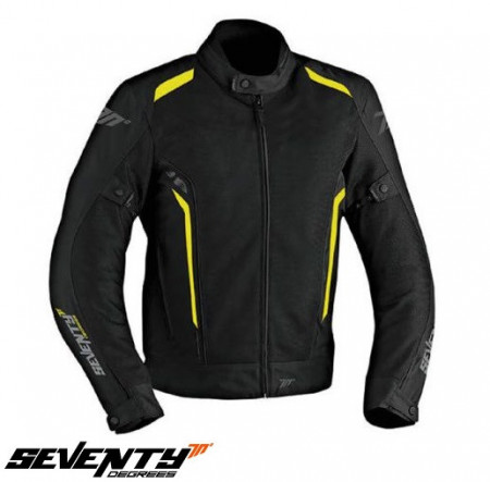 Geaca (jacheta) motociclete barbati Touring vara Seventy model SD-JT32 culoare: negru/galben fluor