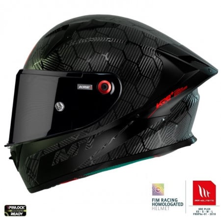 Casca integrala MT KRE+ S Carbon negru A11 negru lucios - 100% carbon - FIM approved - omologare noua ECE 22.06