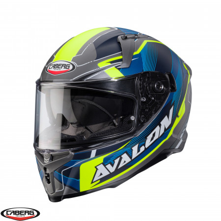 Casca integrala Caberg model Avalon X SV Optic L8 gri/albastru/galben fluor mat Pinlock ready
