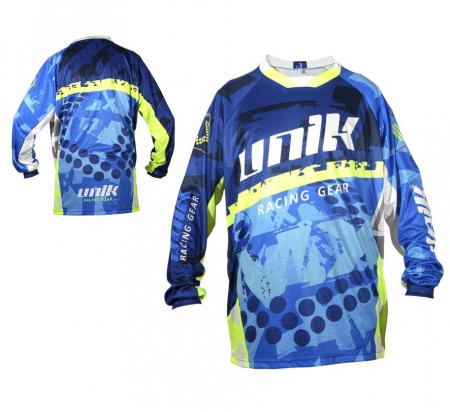 Tricou (bluza) cross-enduro Unik Racing model MX01 culoare: albastru/verde fluor