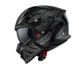 Casca Axxis model Hunter SV ONI B2 gri mat mat (ochelari soare integrati) - masca (protectie) barbie si cozoroc detasabile - Img 5