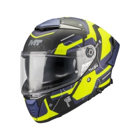 Casca integrala MT Thunder 4 SV Lumex B27 albastru/galben mat (ochelari soare integrati) - Img 2
