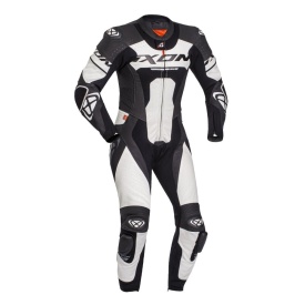 Costum (combinezon) motociclete barbati piele Ixon vara model Jackal MS culoare: negru/alb - Img 6