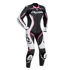Costum (combinezon) motociclete femei piele Ixon vara model Vortex Lady LS culoare: negru/alb/fucshsia (roz) - Img 6