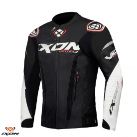 Geaca (jacheta) motociclete barbati piele Racing Ixon vara model Vortex 3 MS culoare: negru/alb - Img 1
