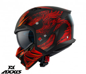 Casca Axxis model Hunter SV ONI B5 rosu mat (ochelari soare integrati) - masca (protectie) barbie si cozoroc detasabile - Img 1