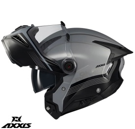 Casca modulabila (flip-up) Axxis GhostFighter SV Bitone C2 negru/gri lucios (ochelari soare integrati) – tip viziera: MT-V-36 - Img 1
